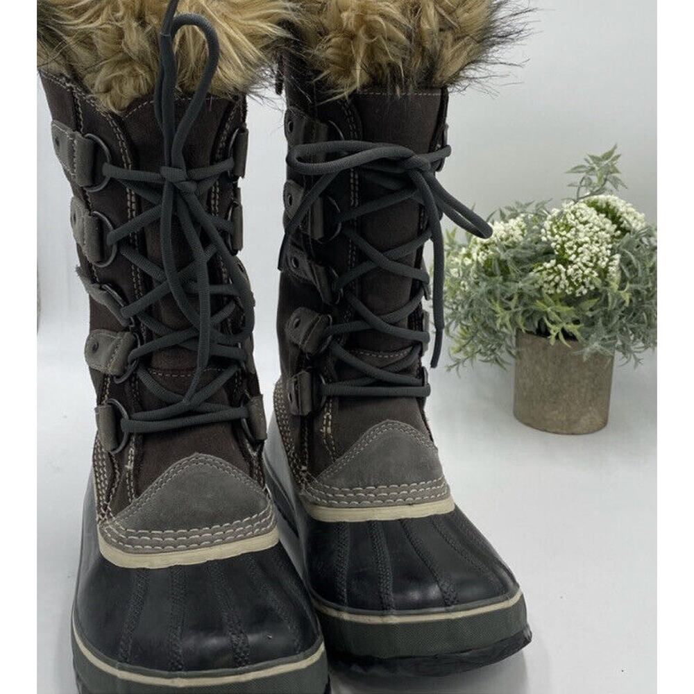 Sorel Women's‎ Winter Joan Of Arctic Boots Grey Suede Faux fur Size 7 NL1540-051